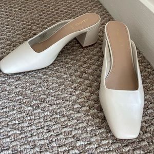 White square toe heels